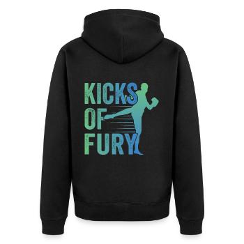Kickboxer Martial Arts Kickboxing Kickboxen - Unisex Premium Bio Zip Hoodie - Schwarz - Hinten - Nico (187cm)