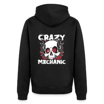 Crazy Mechanic Car Mechanic Mechatronics Technician Automotive - Unisex Premium Organic Zip Hoodie - black - Back - Nico (187cm)