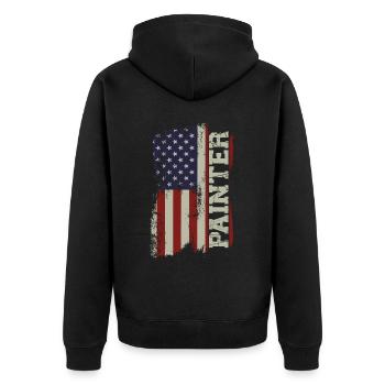 House Painter Decorator American - Unisex Premium Bio Zip Hoodie - Schwarz - Hinten - Nico (187cm)