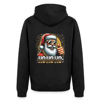Ho Ho Ho - Unisex Premium Organic Zip Hoodie - black - Back - Nico (187cm)