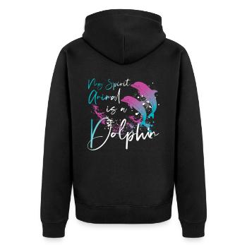 Dolphin My Spirit Animal Is A - Unisex Premium Organic Zip Hoodie - black - Back - Nico (187cm)