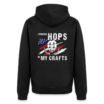 US Flag Homebrew Funny Craft Beer Brewery Patrioti - Unisex Premium Bio Zip Hoodie - Schwarz - Hinten - Nico (187cm)