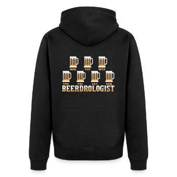 Beerdrologist Funny Homebrew Craft Beer Drinking - Unisex Premium Bio Zip Hoodie - Schwarz - Hinten - Nico (187cm)