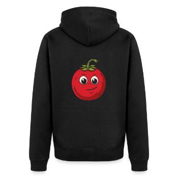 Tomaten Niedlich - Unisex Premium Bio Zip Hoodie - Schwarz - Hinten - Nico (187cm)