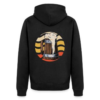 Retro Homebrew Craft Beer Brewer Drinking - Unisex Premium Bio Zip Hoodie - Schwarz - Hinten - Nico (187cm)