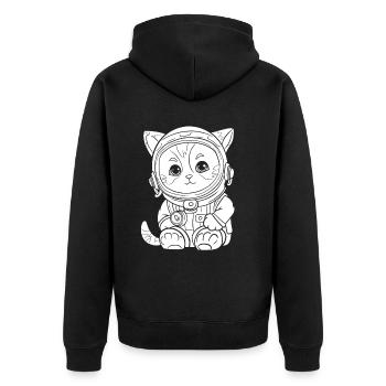 Katze - Unisex Premium Bio Zip Hoodie - Schwarz - Hinten - Nico (187cm)