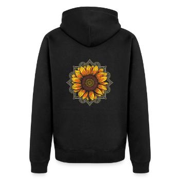 Tournesol Mandala Inspiration Zen - Veste à capuche bio Premium Unisexe - noir - Dos - Nico (187cm)