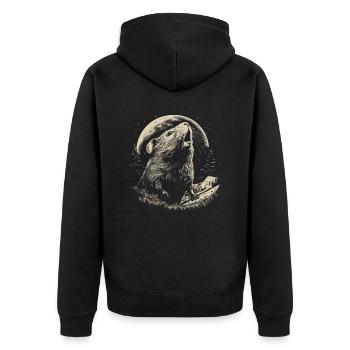 Meerschwein Meerschweinchen Mond - Unisex Premium Bio Zip Hoodie - Schwarz - Hinten - Nico (187cm)