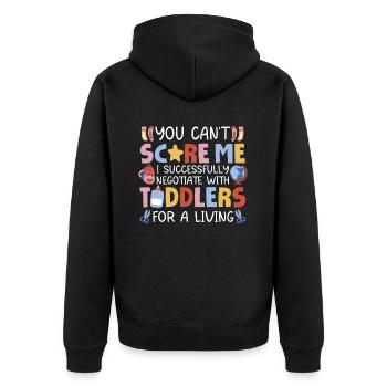 Erzieherin Kindergärtnerin Tagesmutter - Unisex Premium Bio Zip Hoodie - Schwarz - Hinten - Nico (187cm)