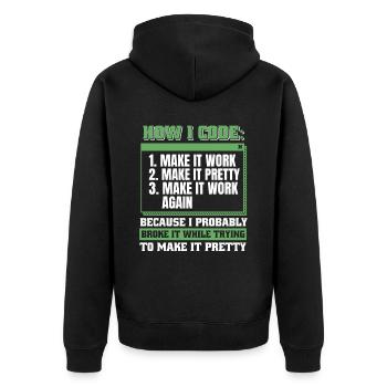 Developer, Coder, Programmer - Unisex Premium Organic Zip Hoodie - black - Back - Nico (187cm)