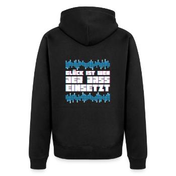 Techno Raver Lustig - Unisex Premium Bio Zip Hoodie - Schwarz - Hinten - Nico (187cm)