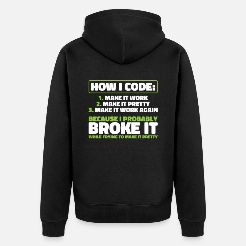 Developer, Coder, Programmer - Unisex Premium Organic Zip Hoodie - black