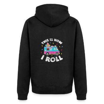 Eiscreme - Unisex Premium Bio Zip Hoodie - Schwarz - Hinten - Nico (187cm)