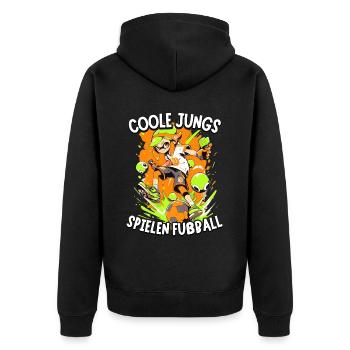 Coole Jungs spielen Fußball für Jungen Fußballer - Unisex Premium Bio Zip Hoodie - Schwarz - Hinten - Nico (187cm)
