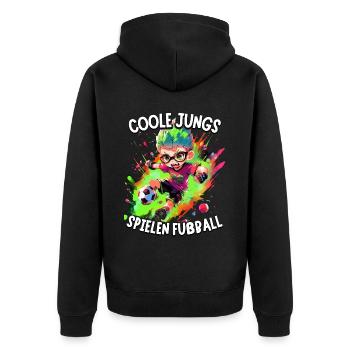 Coole Jungs spielen Fußball für Jungen Fußballer - Unisex Premium Bio Zip Hoodie - Schwarz - Hinten - Nico (187cm)