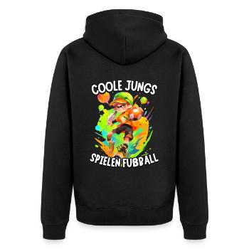 Coole Jungs spielen Fußball für Jungen Fußballer - Unisex Premium Bio Zip Hoodie - Schwarz - Hinten - Nico (187cm)