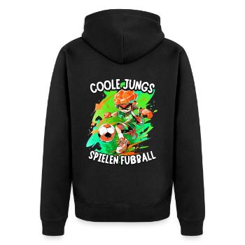 Coole Jungs spielen Fußball für Jungen Fußballer - Unisex Premium Bio Zip Hoodie - Schwarz - Hinten - Nico (187cm)