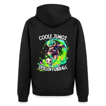Coole Jungs spielen Fußball für Jungen Fußballer - Unisex Premium Bio Zip Hoodie - Schwarz - Hinten - Nico (187cm)
