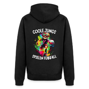 Coole Jungs spielen Fußball für Jungen Fußballer - Unisex Premium Bio Zip Hoodie - Schwarz - Hinten - Nico (187cm)