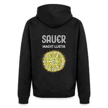 Sauer macht lustig Zitrone Früchte Sommerfrucht - Unisex Premium Bio Zip Hoodie - Schwarz - Hinten - Nico (187cm)
