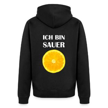 Zitrone Citrus Sauer Tropische Früchte Frucht Obst - Unisex Premium Bio Zip Hoodie - Schwarz - Hinten - Nico (187cm)