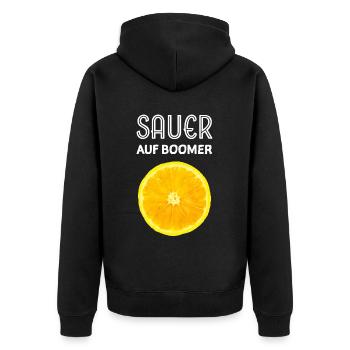 Zitrone Klimawandel Veganer Vegetarier Früchte - Unisex Premium Bio Zip Hoodie - Schwarz - Hinten - Nico (187cm)