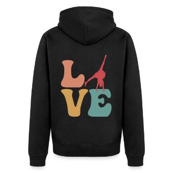 Wagenrad Cheerleader Turnerin Gymnastin - Unisex Premium Bio Zip Hoodie - Schwarz - Hinten - Nico (187cm)
