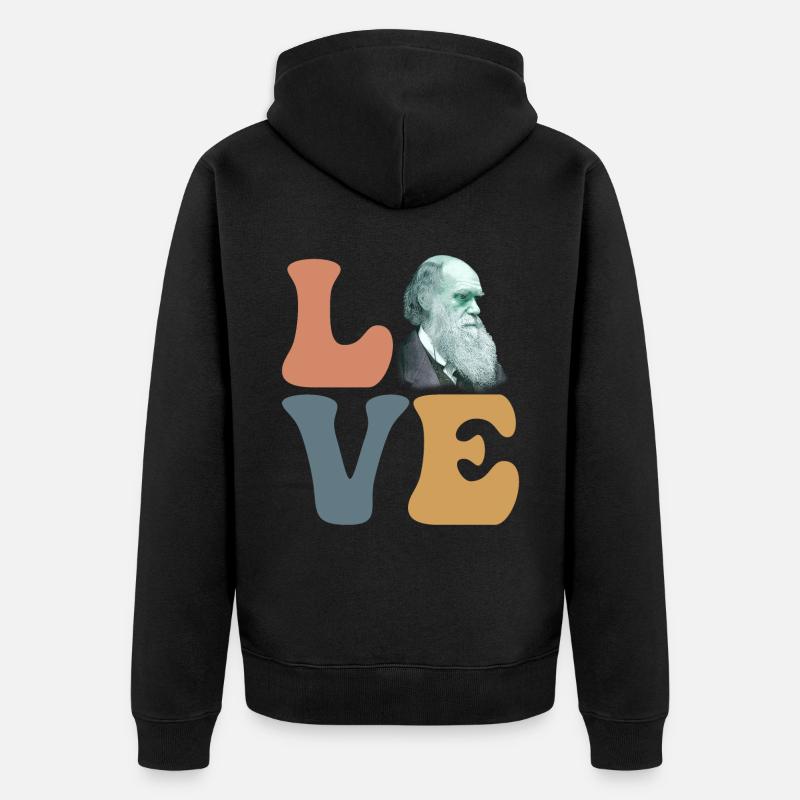 Charles Darwin Evolutionstheorie Atheist - Unisex Premium Bio Zip Hoodie - Schwarz
