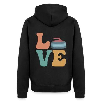 Curling Curler Stein Spieler - Unisex Premium Bio Zip Hoodie - Schwarz - Hinten - Nico (187cm)