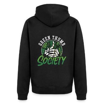 Houseplants Green Thumb Society Gardener Botanical - Unisex Premium Bio Zip Hoodie - Schwarz - Hinten - Nico (187cm)