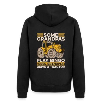 Harvester Some Grandpas Play Bingo Farming Life - Unisex Premium Organic Zip Hoodie - black - Back - Nico (187cm)