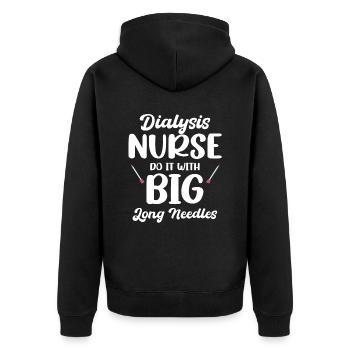Dialysis nurse does it with long lengths - Unisex Premium Organic Zip Hoodie - black - Back - Nico (187cm)