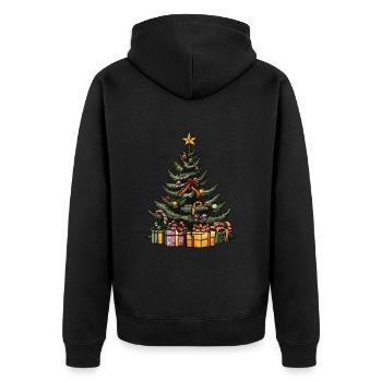 Tanne Xmas Weihnachten - Unisex Premium Bio Zip Hoodie - Schwarz - Hinten - Nico (187cm)