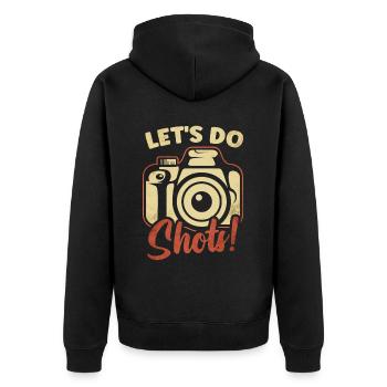 Fotografie -Fotoshooting Für Fotokamera. - Unisex Premium Bio Zip Hoodie - Schwarz - Hinten - Nico (187cm)