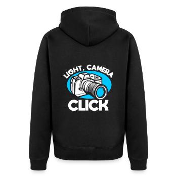 Fotografie -Fotoshooting Für Fotokamera. - Unisex Premium Bio Zip Hoodie - Schwarz - Hinten - Nico (187cm)