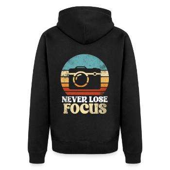 Fotografie -Fotoshooting Für Fotokamera. - Unisex Premium Bio Zip Hoodie - Schwarz - Hinten - Nico (187cm)