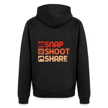 Fotografie -Fotoshooting Für Fotokamera. - Unisex Premium Bio Zip Hoodie - Schwarz - Hinten - Nico (187cm)
