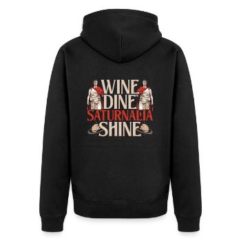 Saturnalien Wine Dine Saturnalia Shine - Unisex Premium Organic Zip Hoodie - black - Back - Nico (187cm)