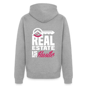 Immobilienmakler Business Job Immobilien - Unisex Premium Bio Zip Hoodie - Grau meliert - Hinten - Nico (187cm)