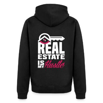 Real Estate Agent Business Job Real Estate - Unisex Premium Organic Zip Hoodie - black - Back - Nico (187cm)