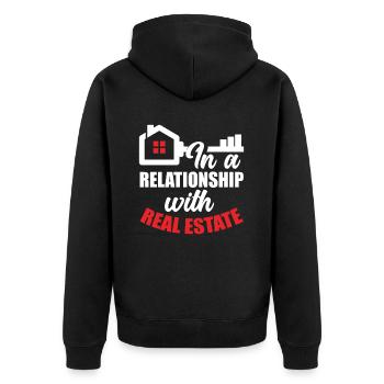 Immobilienmakler Hobby Berufung - Unisex Premium Bio Zip Hoodie - Schwarz - Hinten - Nico (187cm)