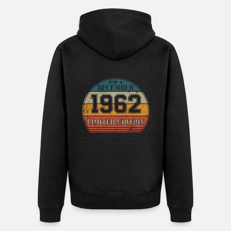 Anniversaire - Edition Limitée Décembre 1962 - Veste à capuche bio Premium Unisexe - noir