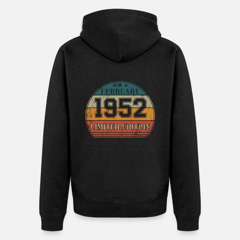 Anniversaire - Edition limitée Février 1952 - Veste à capuche bio Premium Unisexe - noir