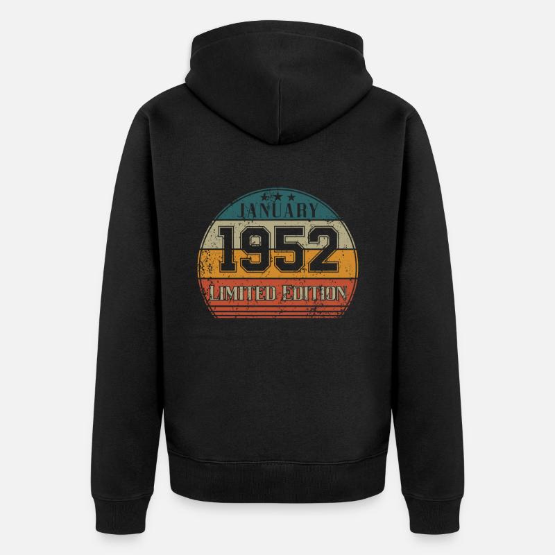 Anniversaire - Edition Limitée Janvier 1952 - Veste à capuche bio Premium Unisexe - noir