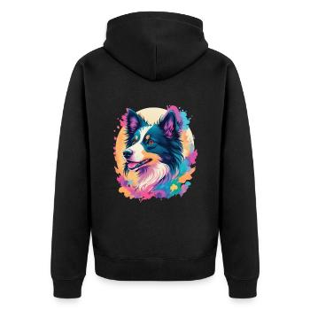 Border Collie Dog Elegance for Dog Fans - Unisex Premium Organic Zip Hoodie - black - Back - Nico (187cm)