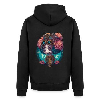 Steampunk caniche esthétique chien Design - Veste à capuche bio Premium Unisexe - noir - Dos - Nico (187cm)