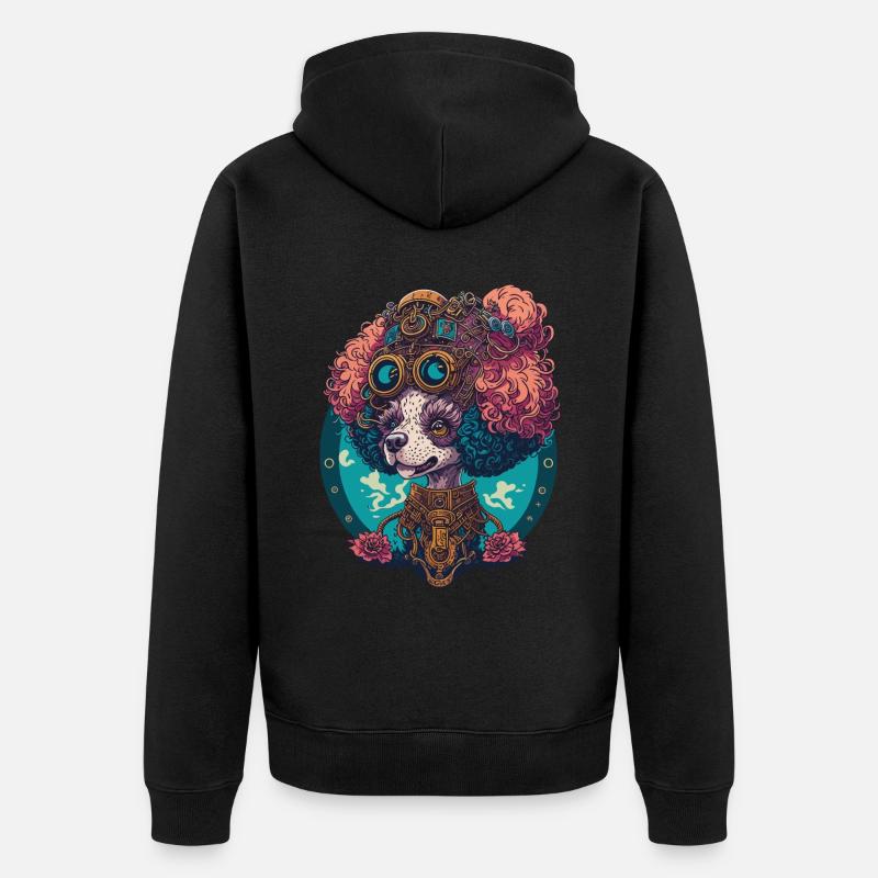 Steampunk caniche esthétique chien Design - Veste à capuche bio Premium Unisexe - noir