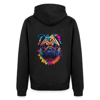Popart Carlin chien esthétique chien Illustration - Veste à capuche bio Premium Unisexe - noir - Dos - Nico (187cm)