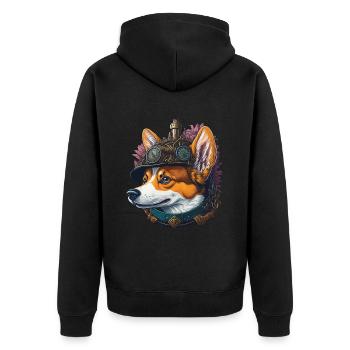 Aesthetic Steampunk Corgi Dog Lover Dog - Unisex Premium Organic Zip Hoodie - black - Back - Nico (187cm)