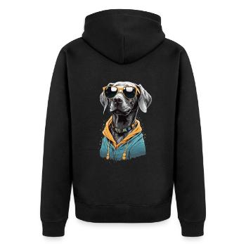 Vintage Weimaraner Hund Ästhetik Hunde Design - Unisex Premium Bio Zip Hoodie - Schwarz - Hinten - Nico (187cm)